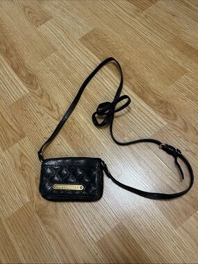 Juicy Couture Black Quilted Crossbody with Gold Plate
